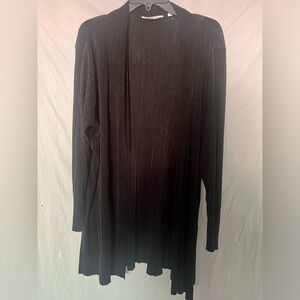 Cyrus women black open front plisse cardigan size 1X 100% polyester lightweigh